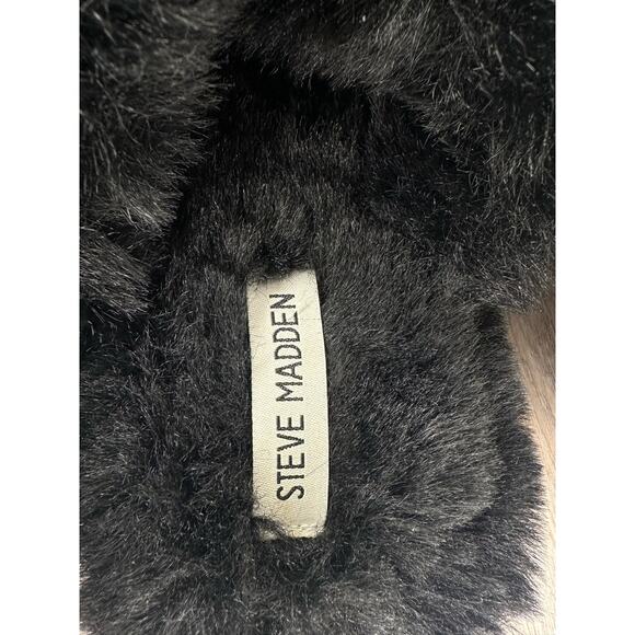 Steve Madden Faux Fur Fluffy Criss Cross Slip On Slippers -Size Large (9-10) - Picture 4 of 5